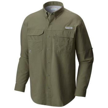 Columbia PFG Blood and Guts III Long Sleeve Woven, Camisa Grises Verdes Para Hombre | 487960-AYO